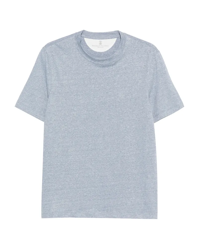 Brunello Cucinelli Straight Hem Cotton T-shirt Blue