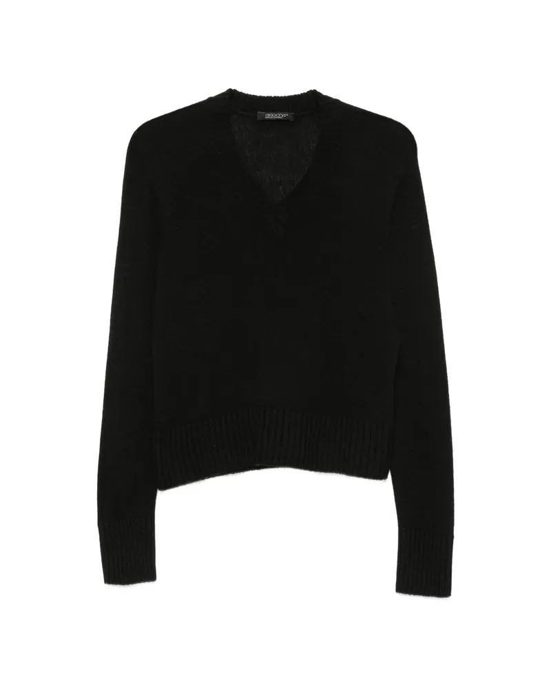 ARAGONA V-neck Ribbed-trim Sweater Black
