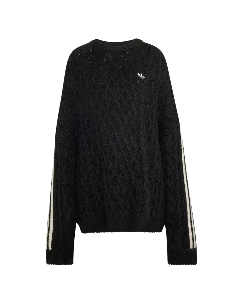 adidas Cable-knit Side-stripe Sweater Black