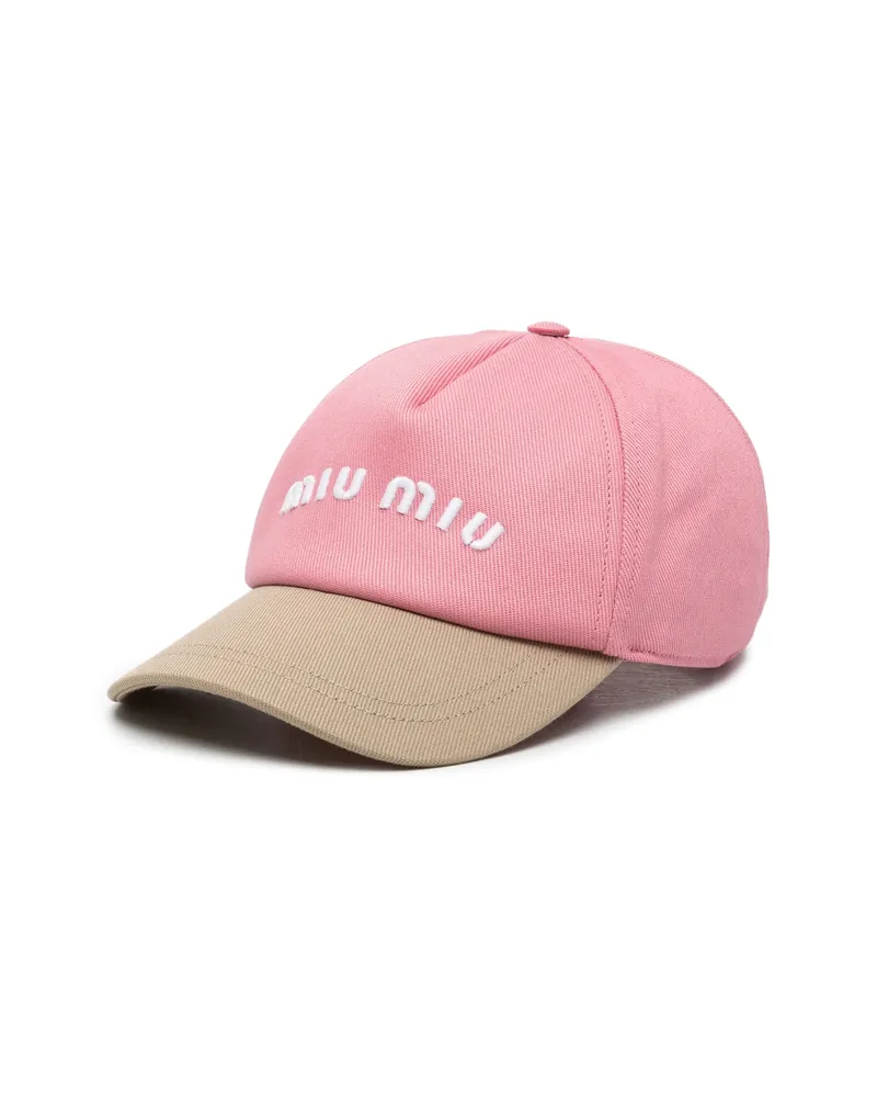 Miu Miu Drill Two-tone Logo Baseball Cap Pink