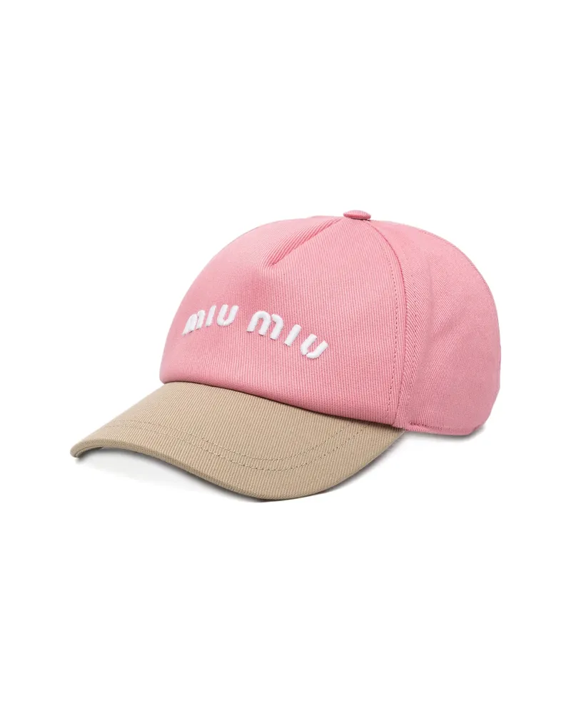 Miu Miu Drill Two-tone Logo Baseball Cap Pink