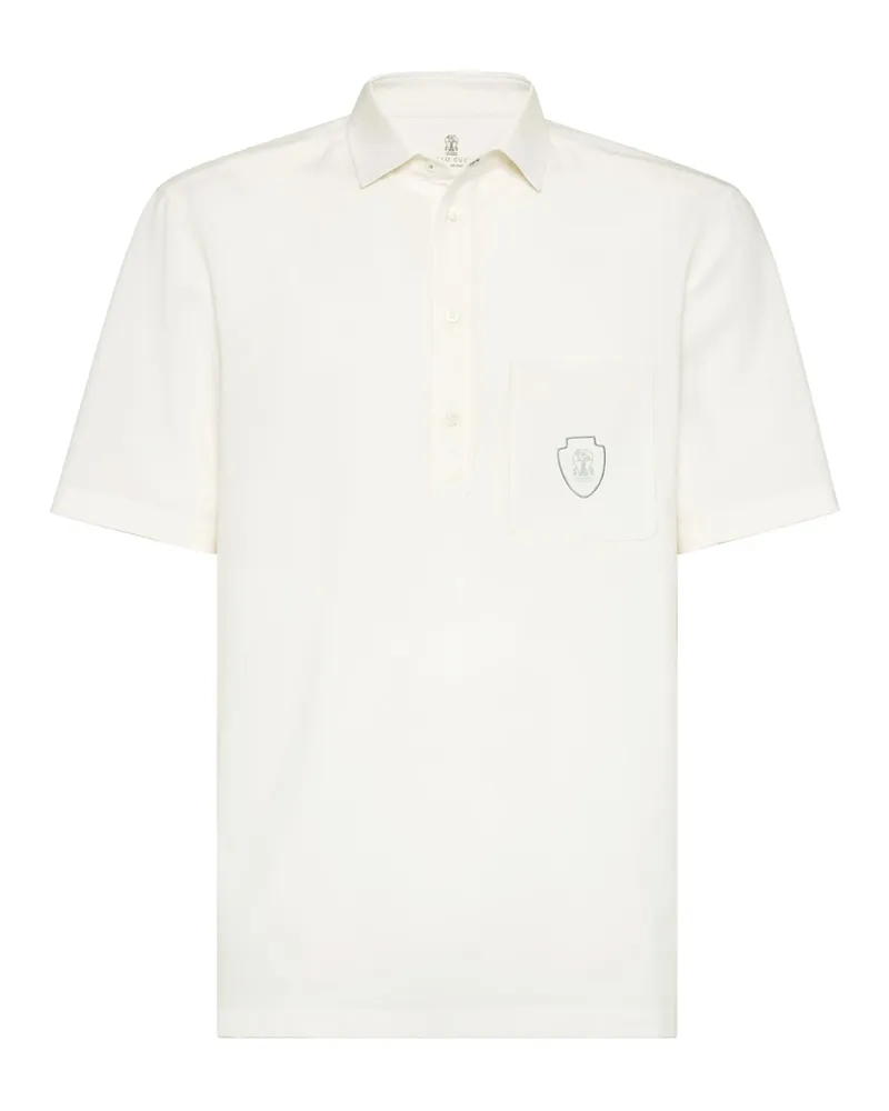 Brunello Cucinelli Logo-appliqué Polo Shirt White