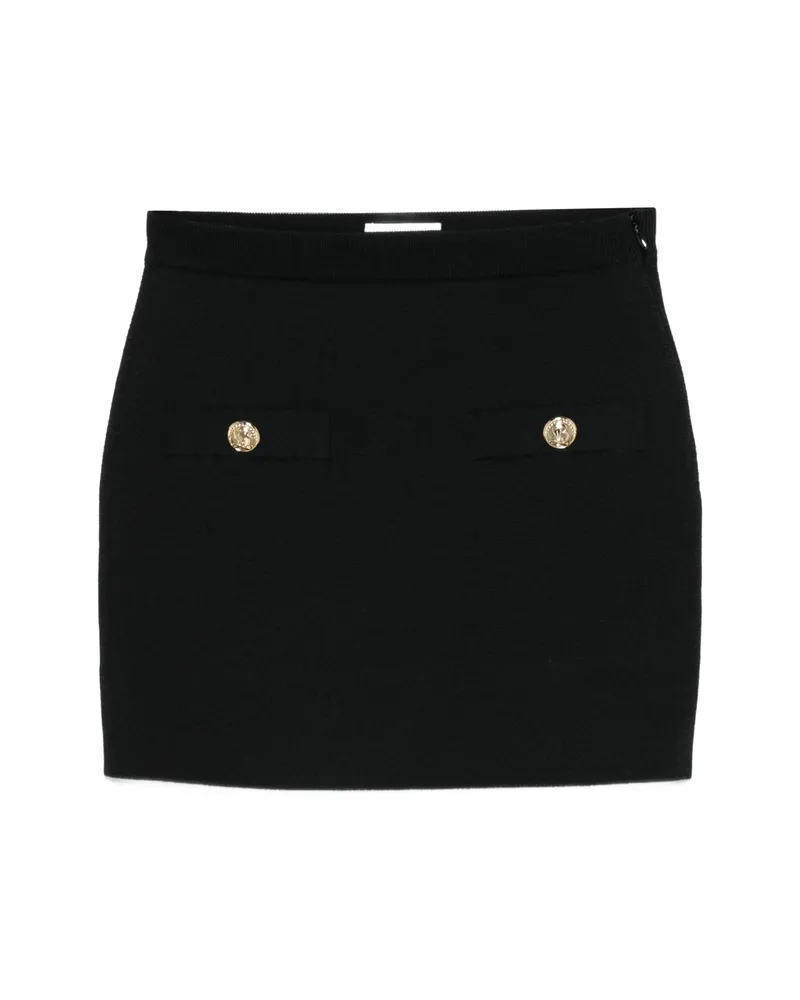 Balmain Button-embellished Knitted Mini Skirt Black