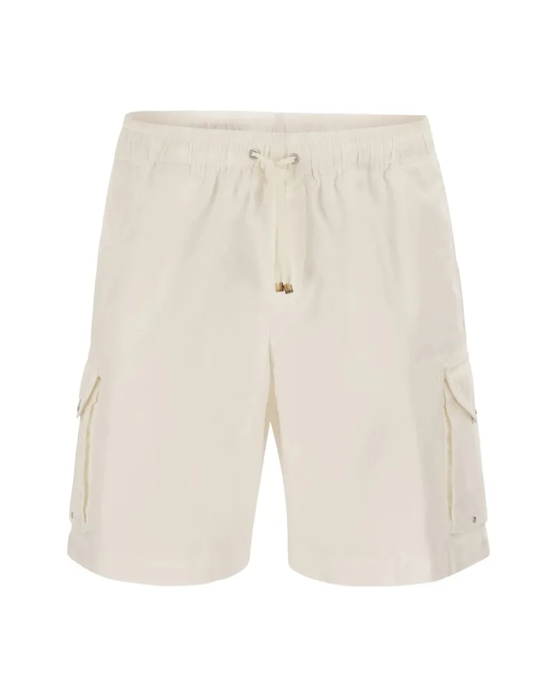 Brunello Cucinelli Drawstring Cotton Cargo Shorts Neutrals