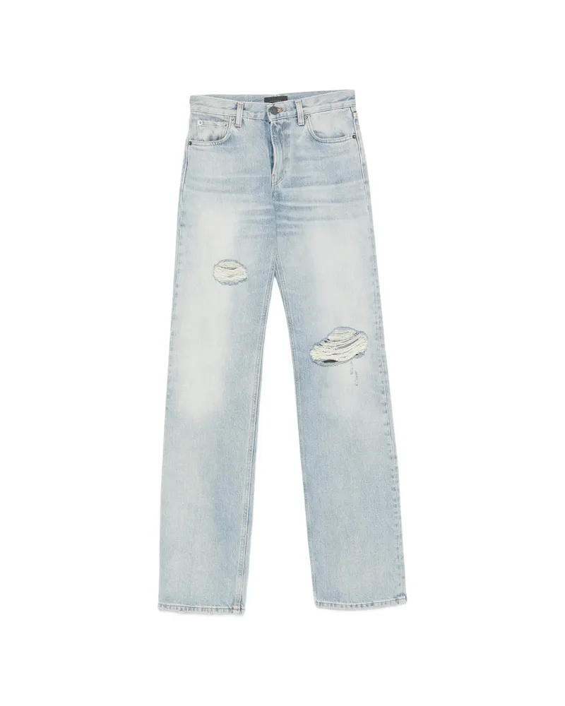Haikure Distressed Straight-leg Jeans Blue