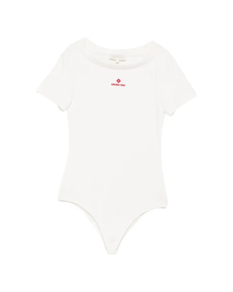 SHUSHU/TONG Logo-print Raglan-sleeve Bodysuit White