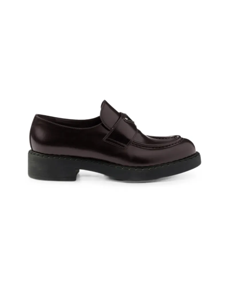Prada Chocolate Brushed Leather Loafers Brown