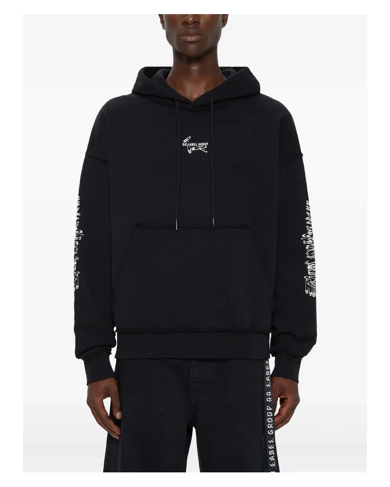 44 LABEL GROUP Rear-print Hoodie Black