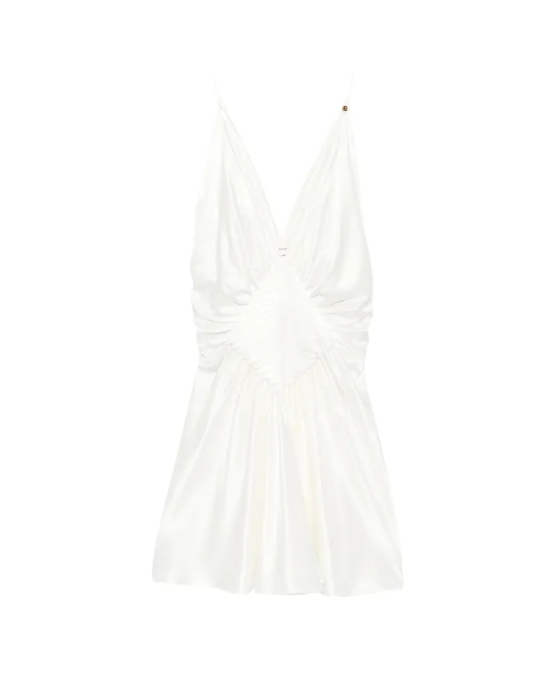 Versace V-neck Gathered Mini Dress White