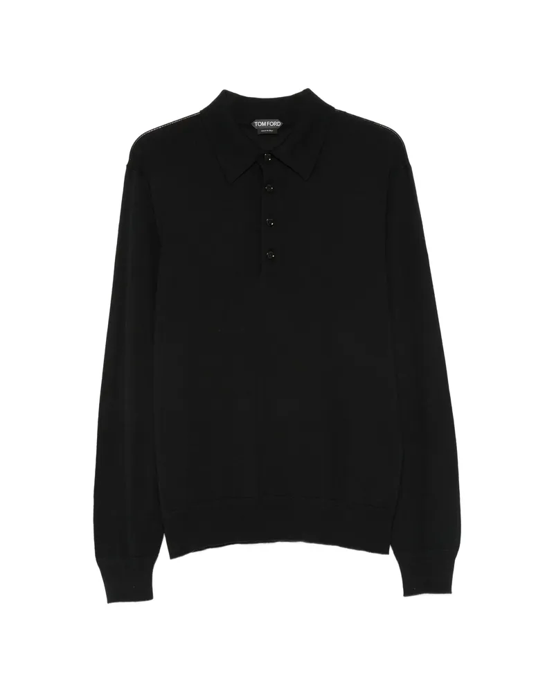 Tom Ford Long-sleeve Fine-knit Polo Shirt Black