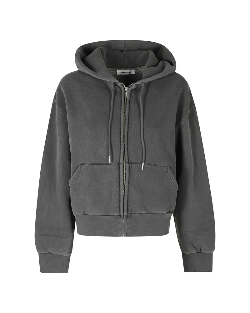 LOW CLASSIC Washed Zip-up Hoodie Grey