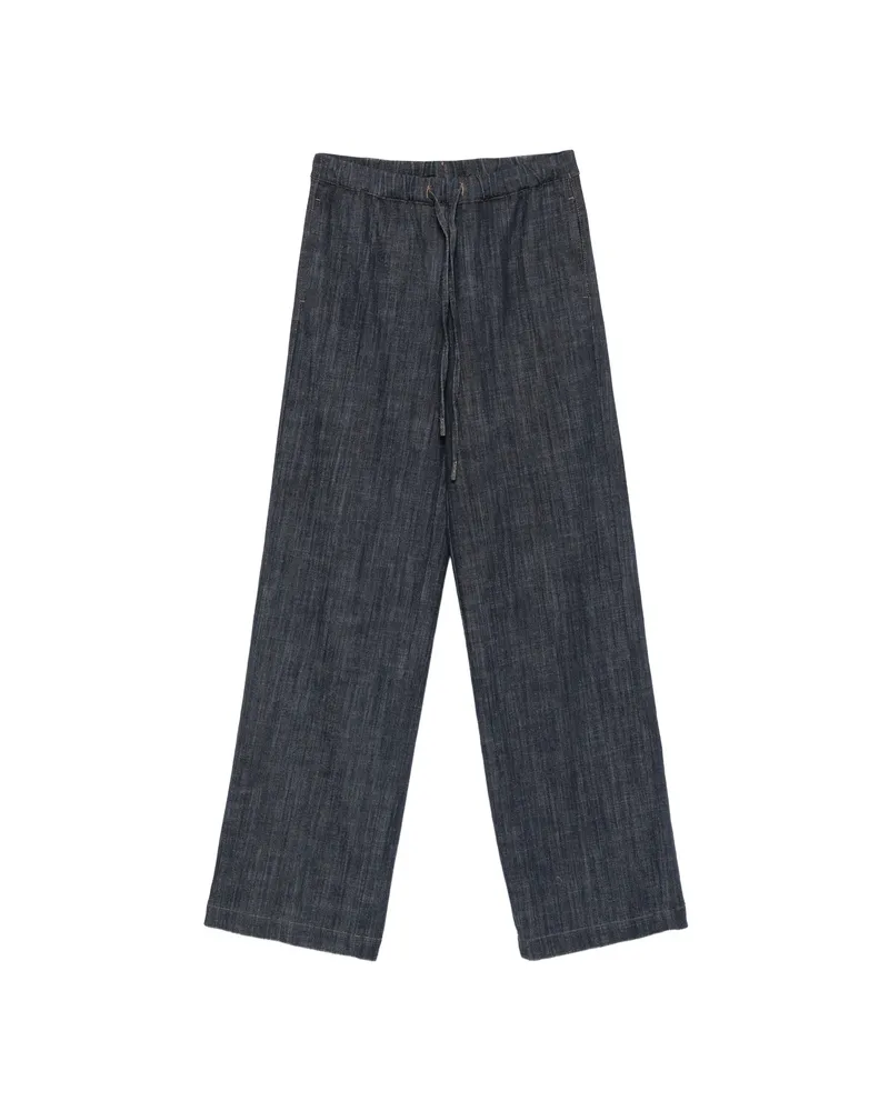 PANICALE Cashmere Drawstring-waist Wide-leg Trousers Blue