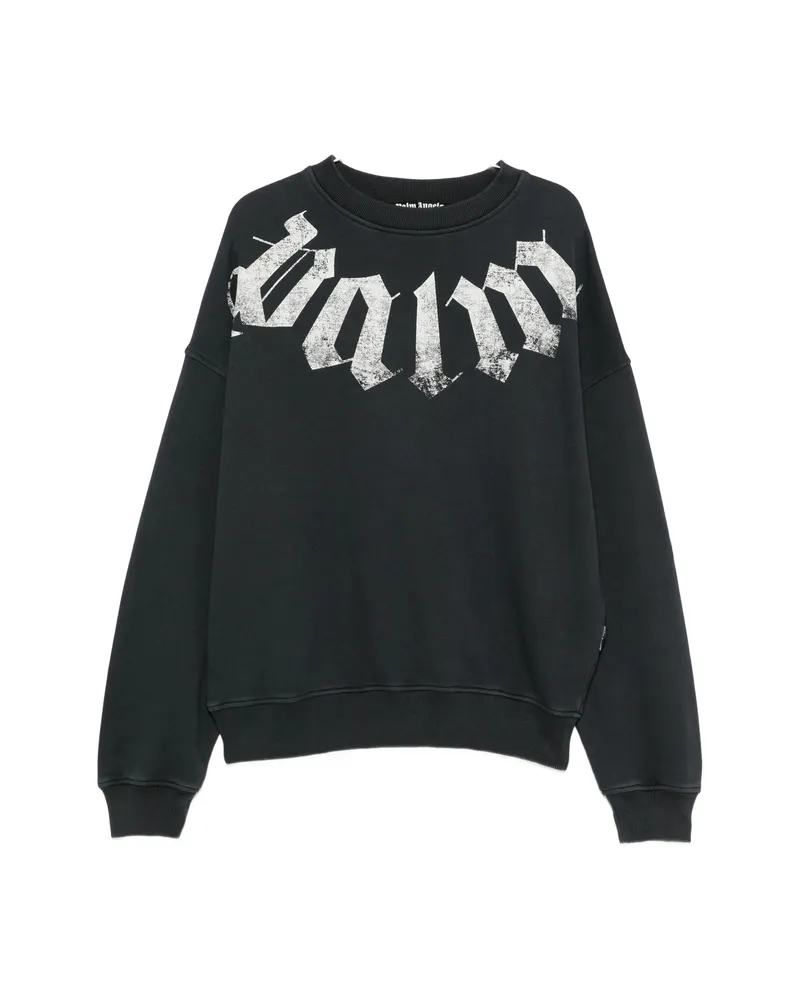 Palm Angels Big Neck Logo Printed Sweatshirt Black