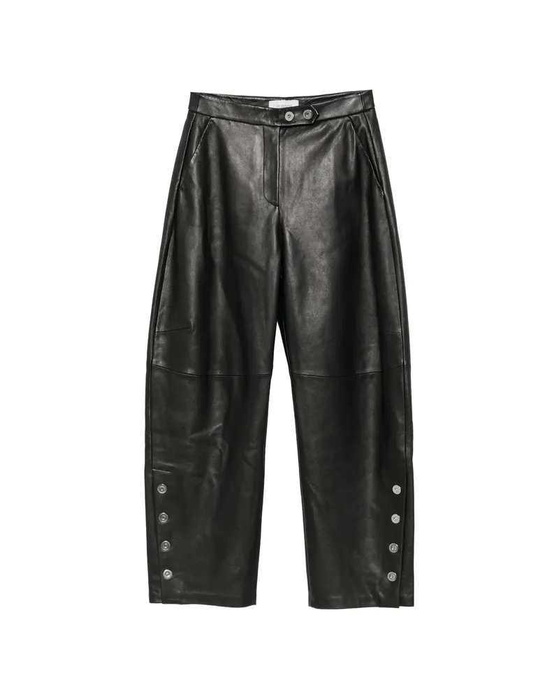 SPORTMAX Button-embellishment Leather Trousers Black