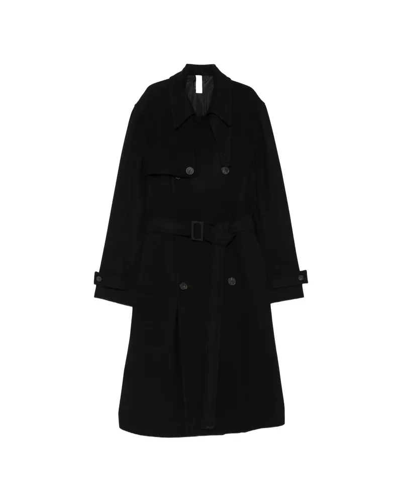 Hevò Double-breasted Belted Coat Black
