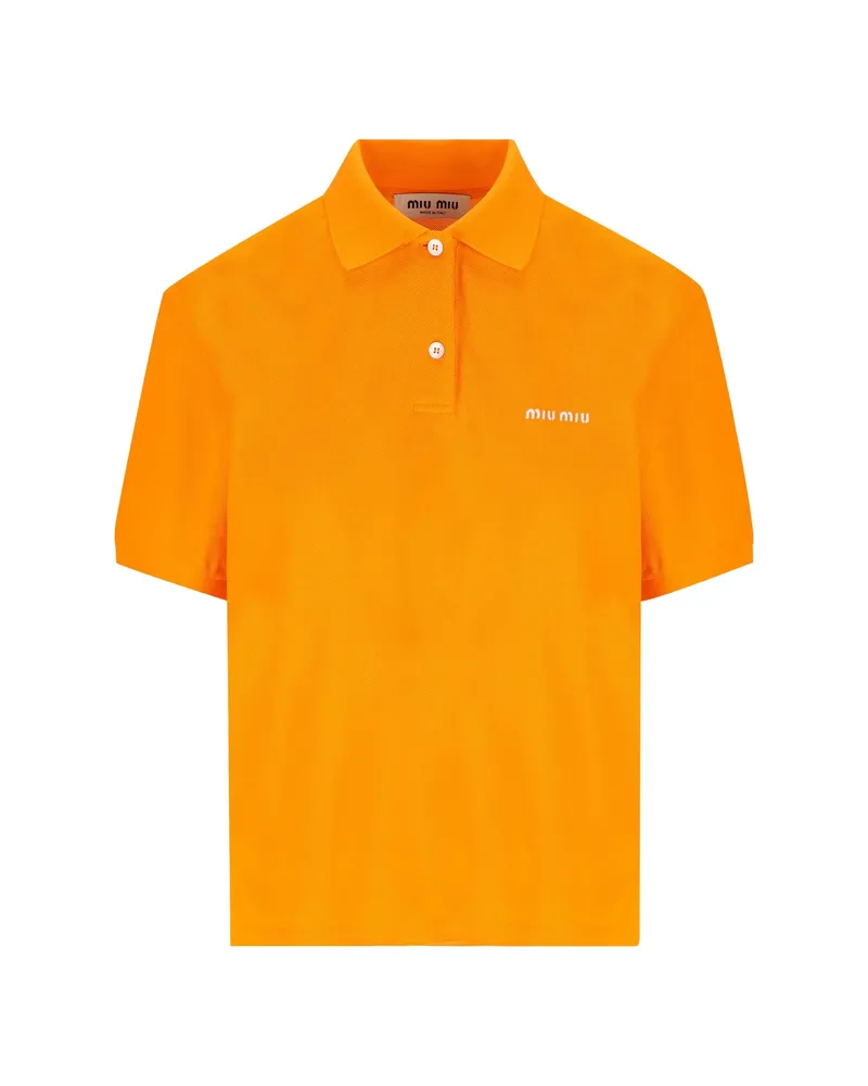 Miu Miu Logo-embroidered Polo Shirt Orange
