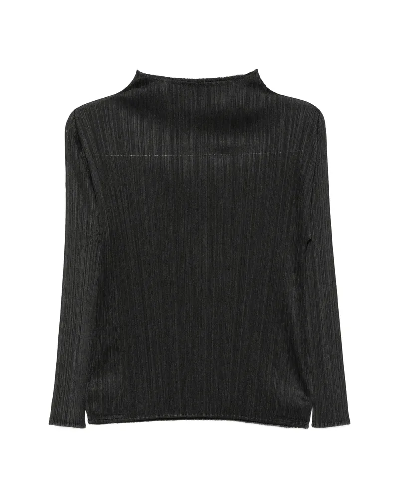 Issey Miyake Pleated Long-sleeve Top Black