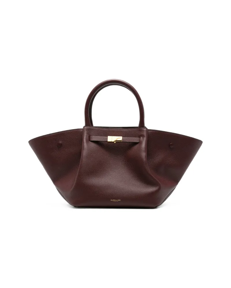 DeMELLIER Midi New York Grained Leather Tote Bag Red