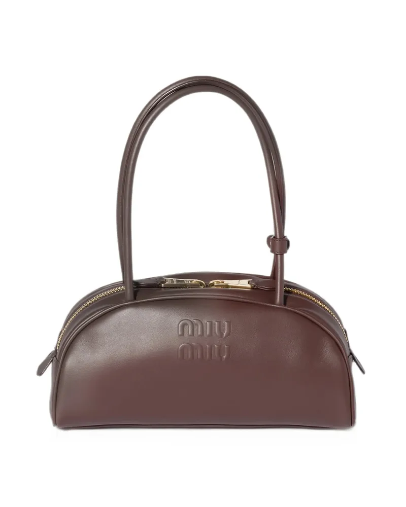 Miu Miu Beau Leather Tote Bag Brown