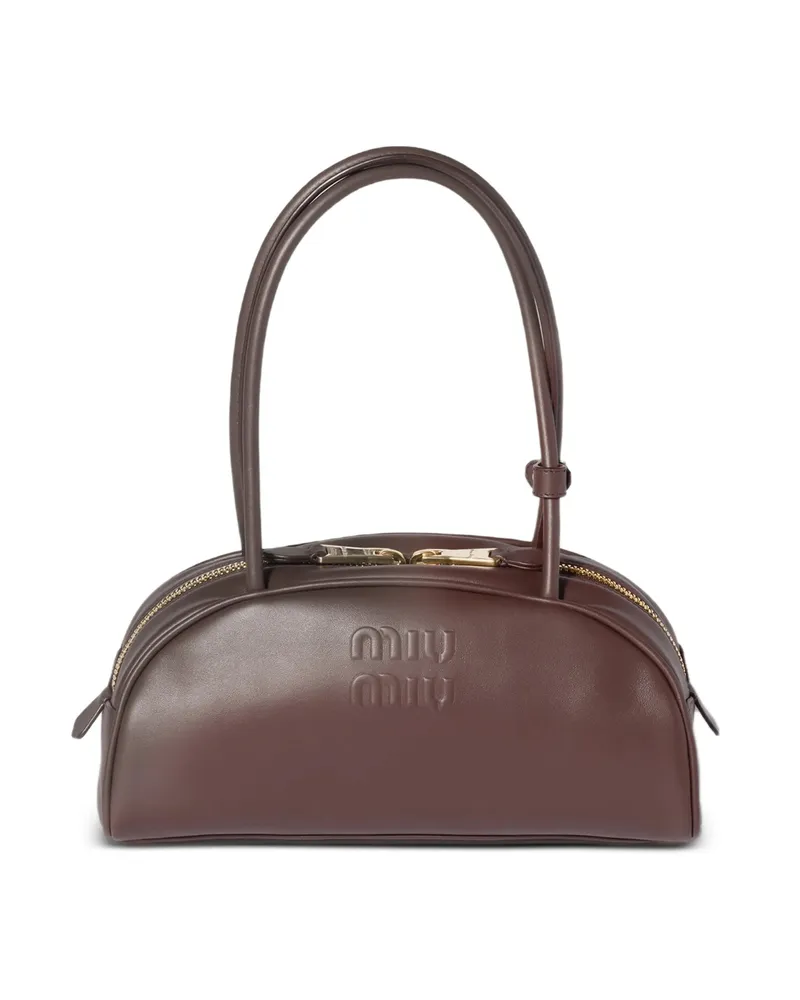 Miu Miu Beau Leather Tote Bag Brown