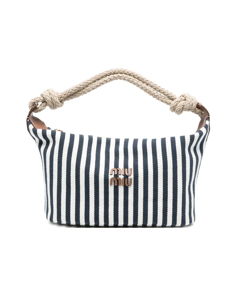 Miu Miu Striped Rope-handle Tote Bag Blue