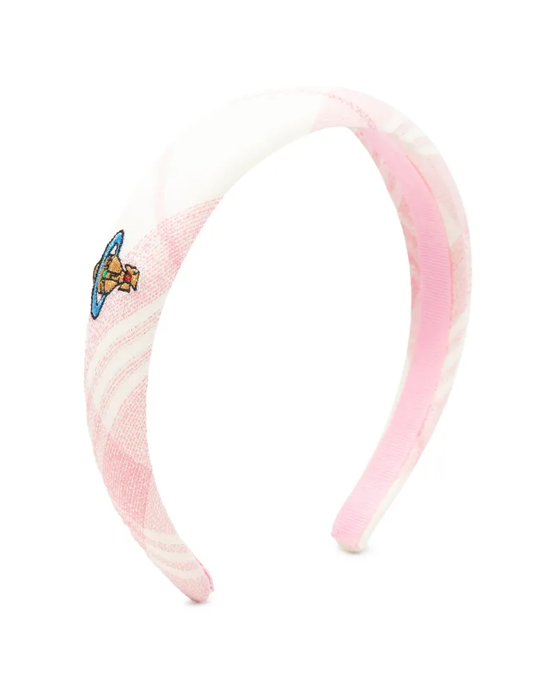 Vivienne Westwood Orb-embroidered Checked-pattern Headband White