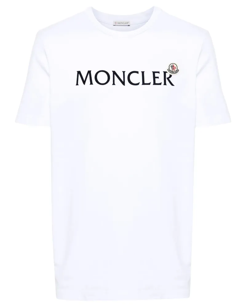 Moncler Flocked-logo Cotton T-shirt White