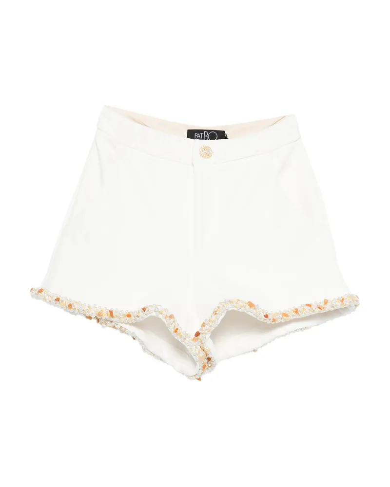 Pat Bo Embellished Trim Shorts White