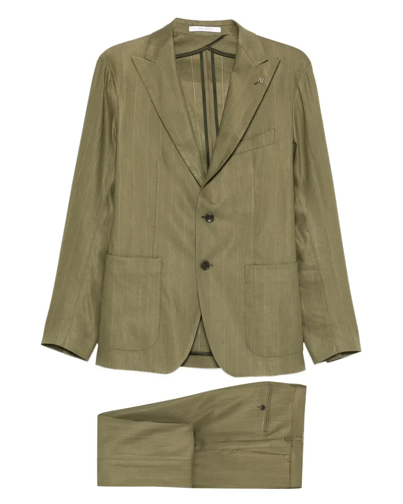 Tagliatore Pinstriped Suit Green