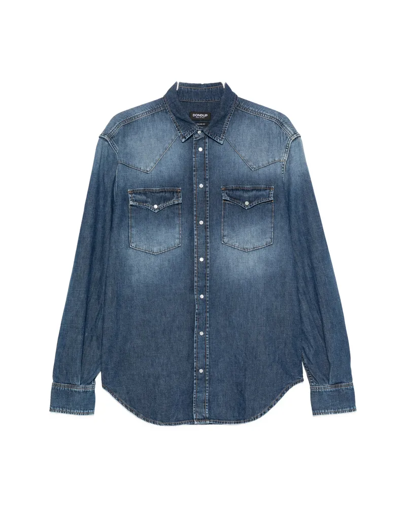 Dondup Faded-effect Western-yoke Shirt Blue