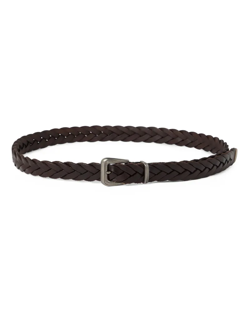Brunello Cucinelli Braided Leather Belt Brown