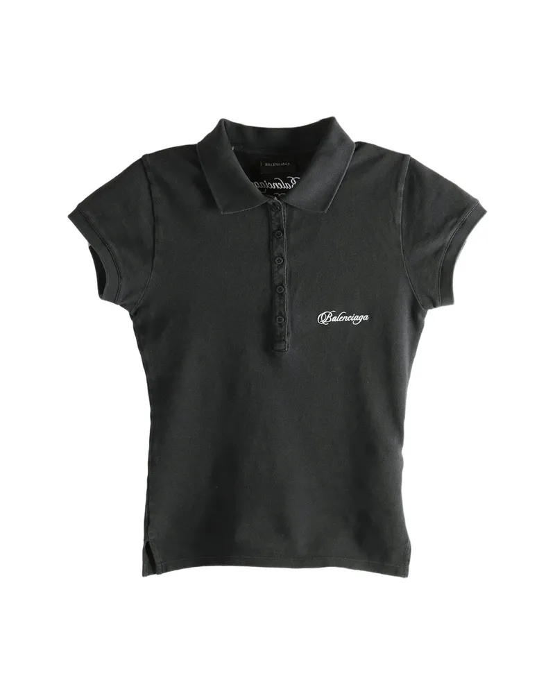 Balenciaga Buttoned Polo Top Black