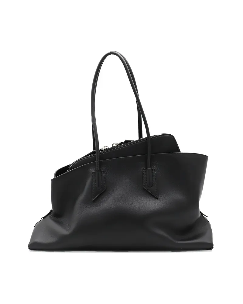 ATTICO Medium La Passeggiata Leather Shoulder Bag Black