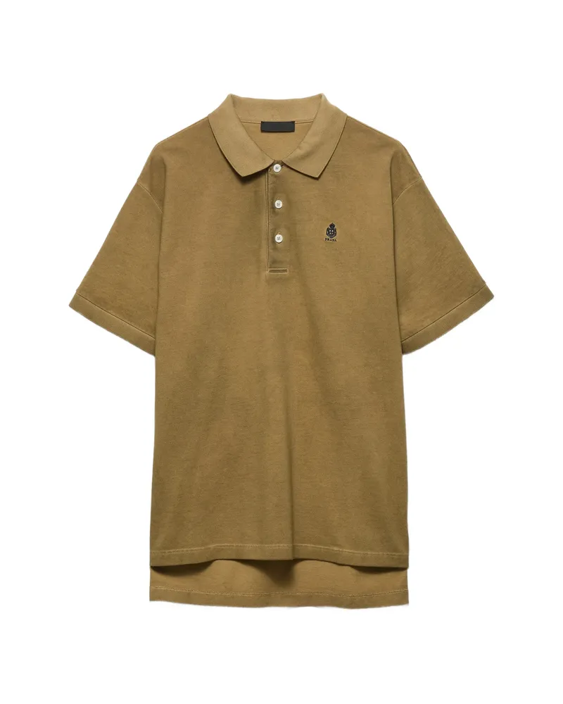 Prada Garment-dyed Cotton Polo Shirt Brown