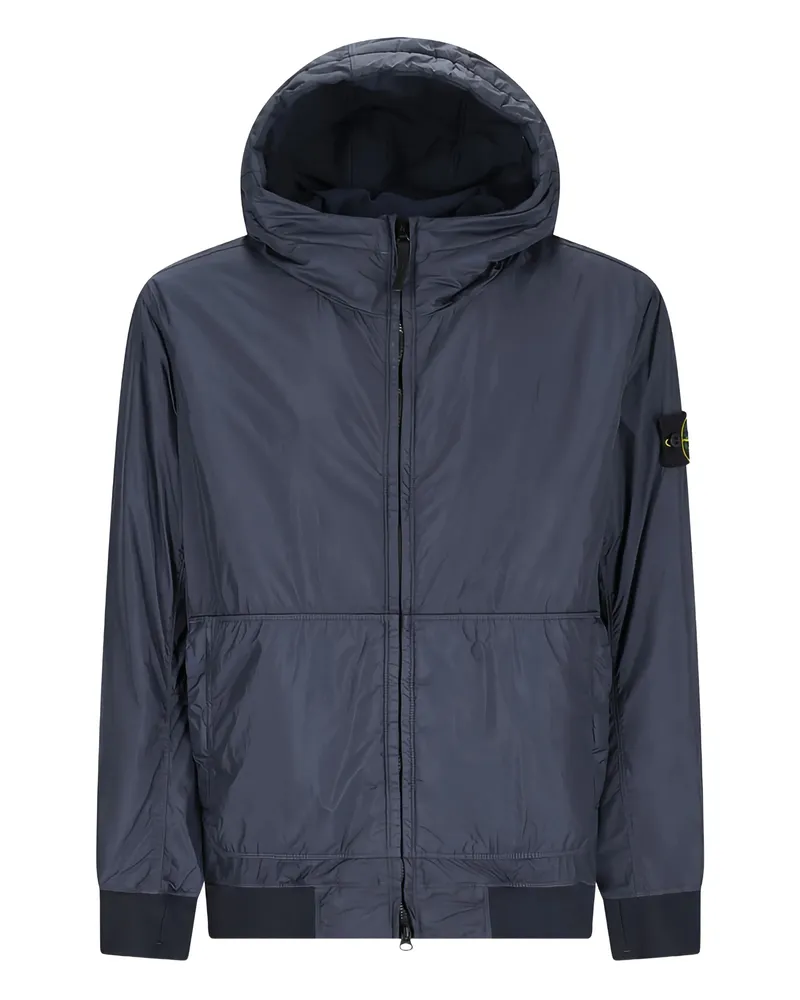 Stone Island Hooded Bomber Jacket Blue