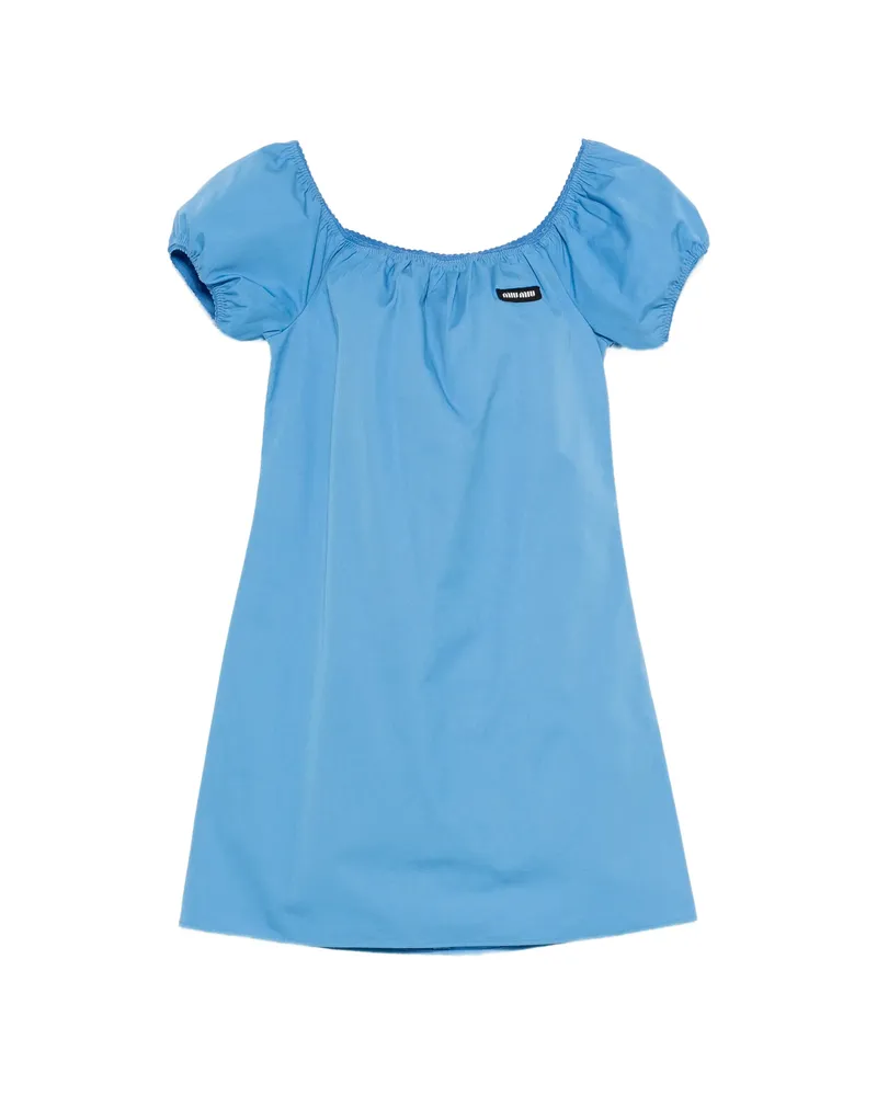 Miu Miu Logo-patch Mini Dress Blue