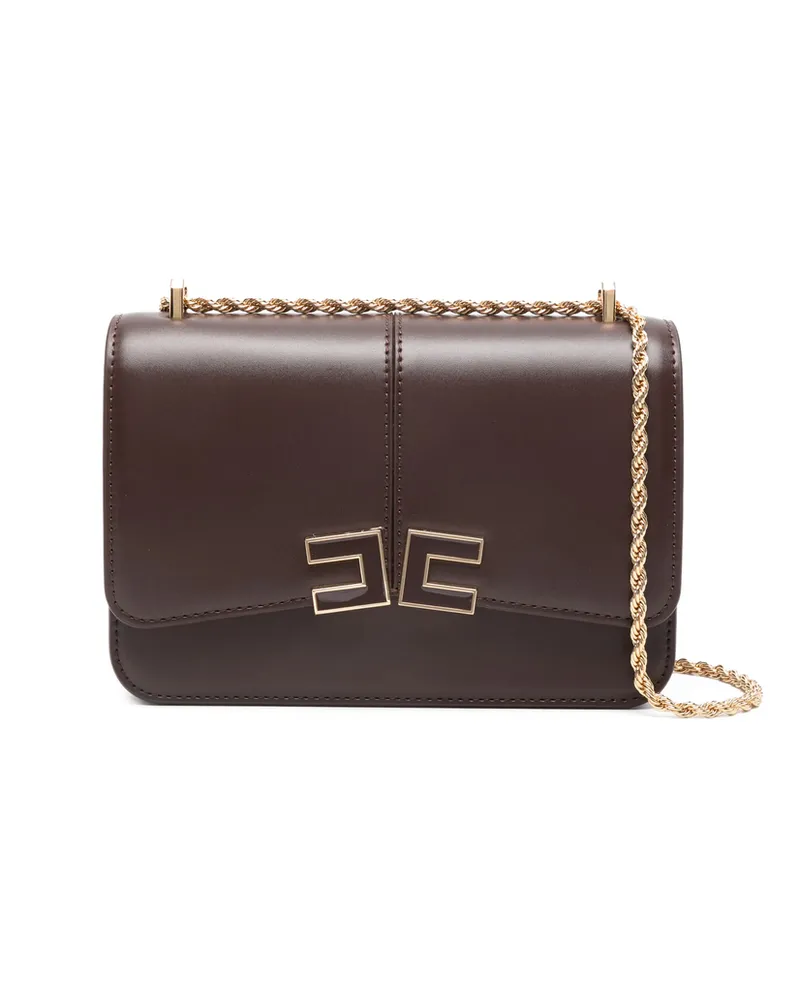 Elisabetta Franchi Logo Chain Mini Bag Brown