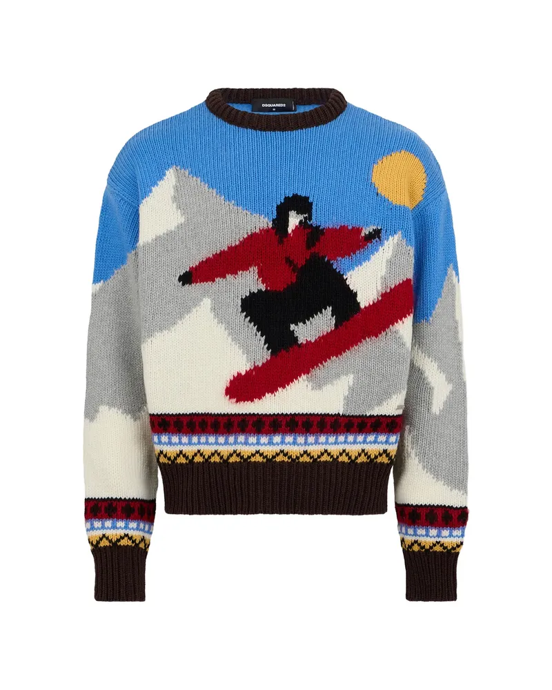 Dsquared2 Snowy Dream Intarsia-knit Sweater Blue