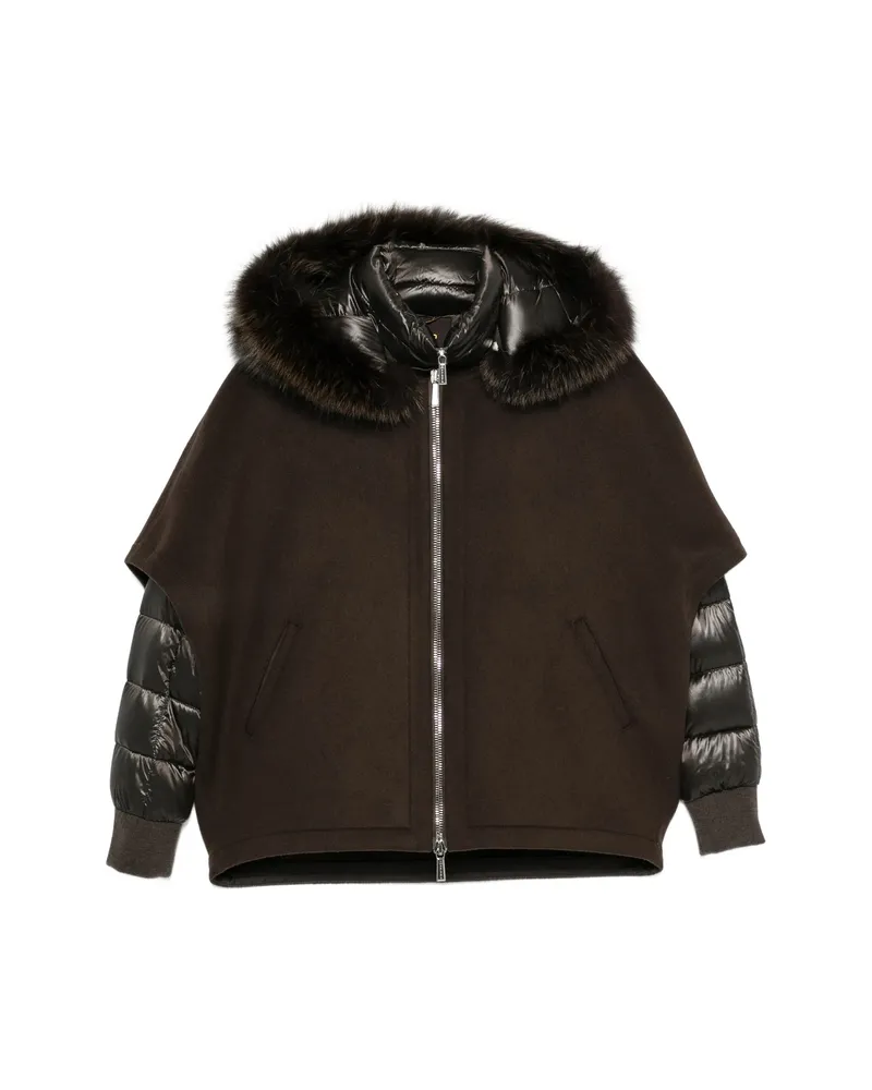 MOORER Pegaso Fur-trim Jacket Brown