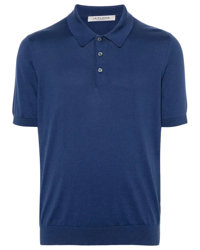 La Fileria Knitted Polo Shirt Blue