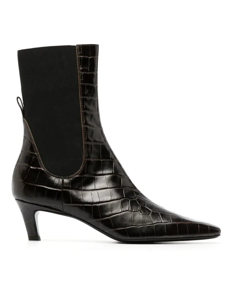 Totême Croco-embossed Mid-heel Boots Brown