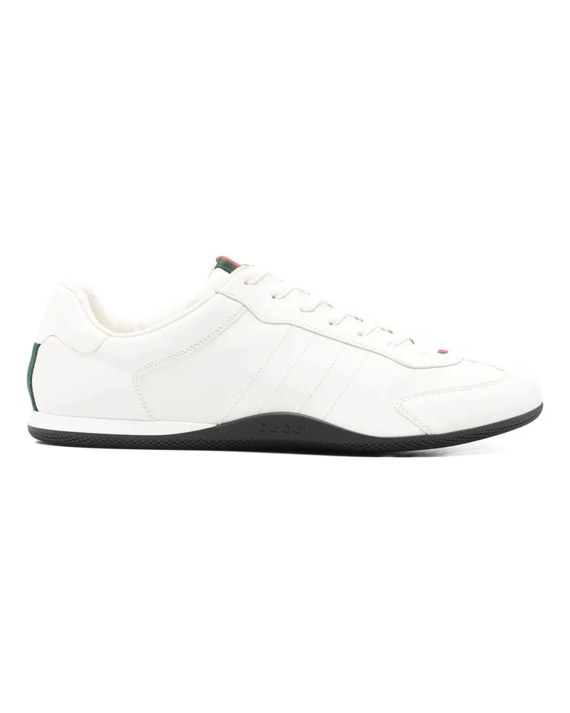 Gucci Web-detail Leather Sneakers Neutrals