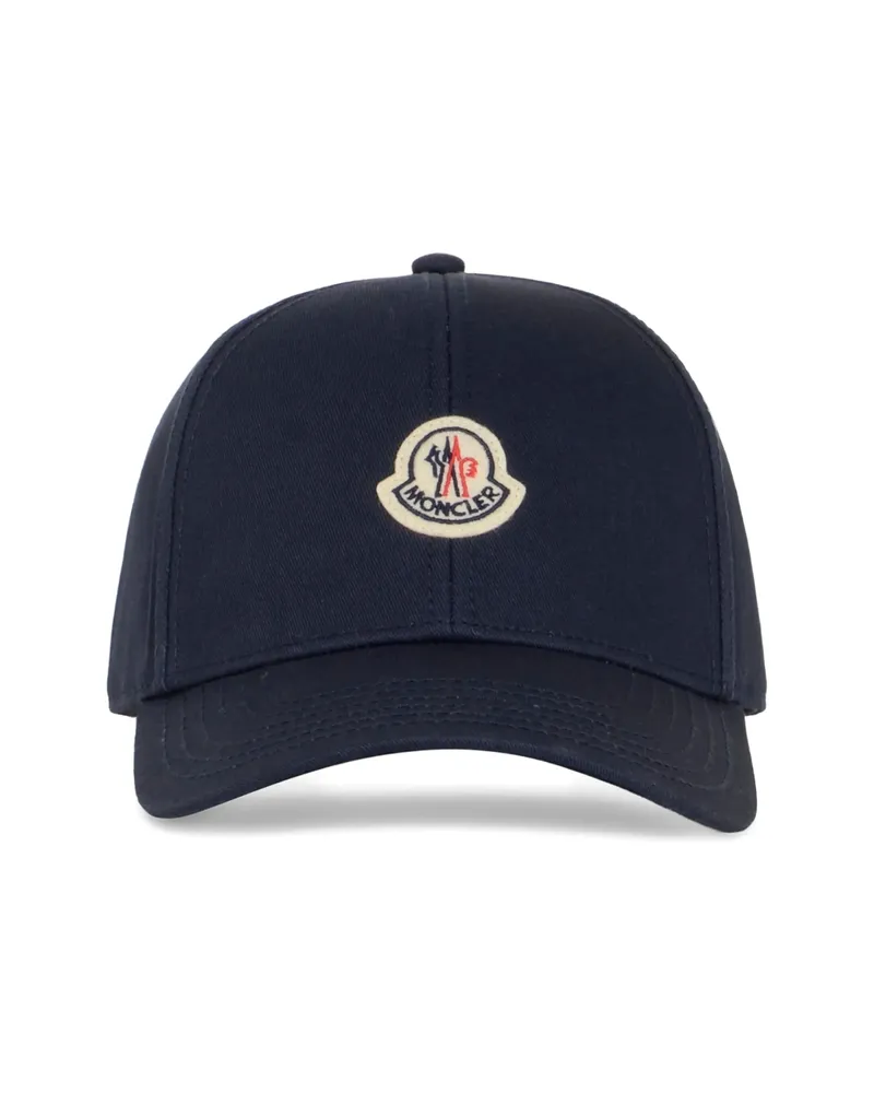 Moncler Cotton Gabardine Logo Patch Cap Blue