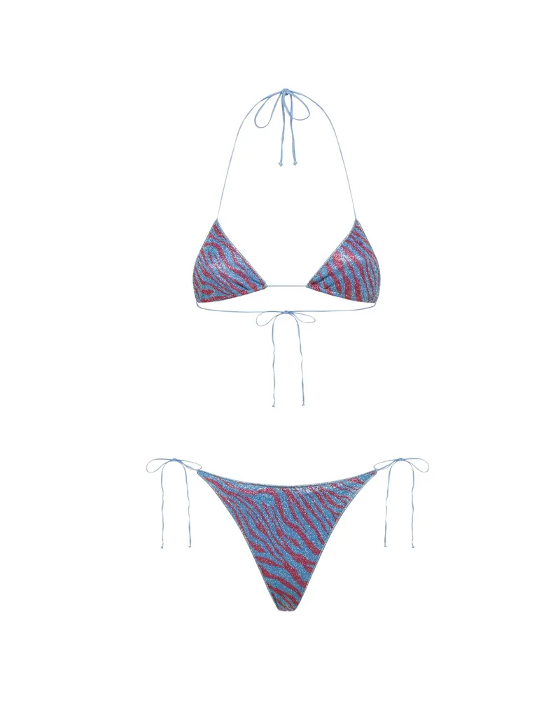 Oséree Animalier Glitter-effect Bikini Blue