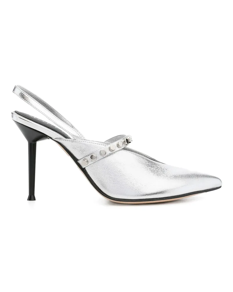 Alexander McQueen 90mm Revel Slingback Studded Pumps Silver