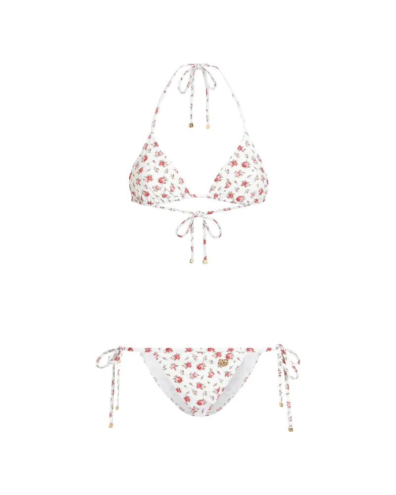 Dolce & Gabbana Floral-print Tie Bikini White