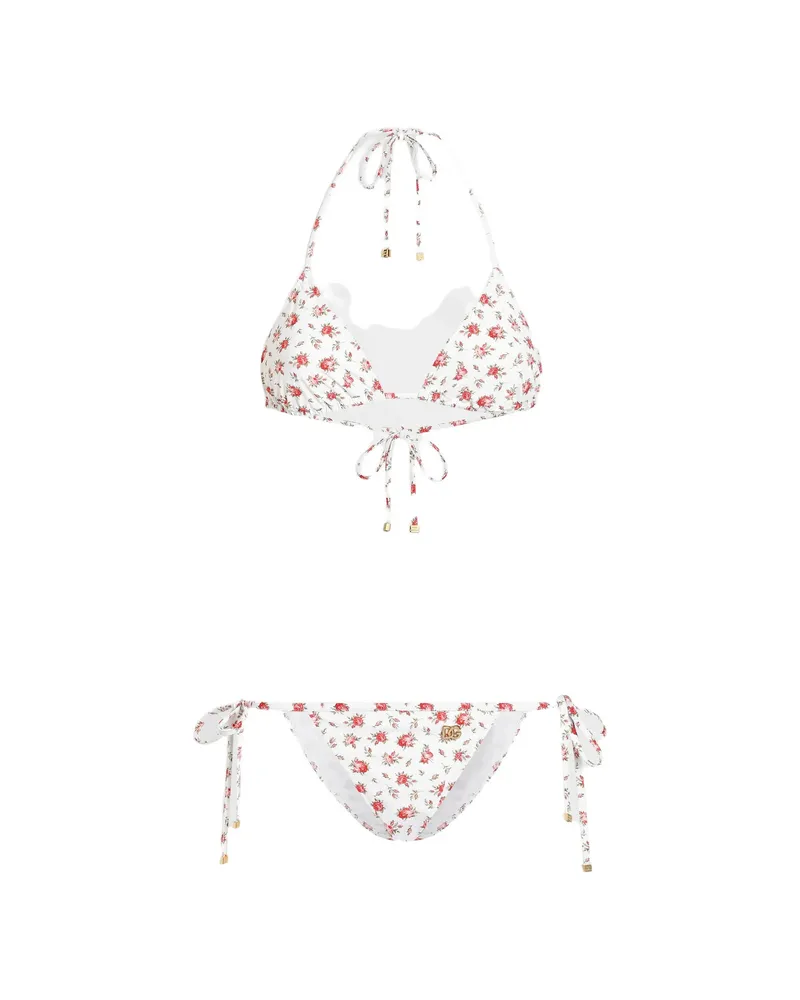 Dolce & Gabbana Floral-print Tie Bikini White
