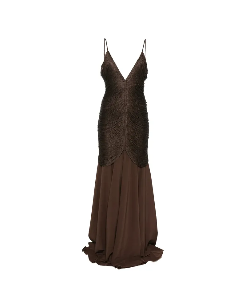 BLESS Nostalgia V-neck Maxi Dress Brown