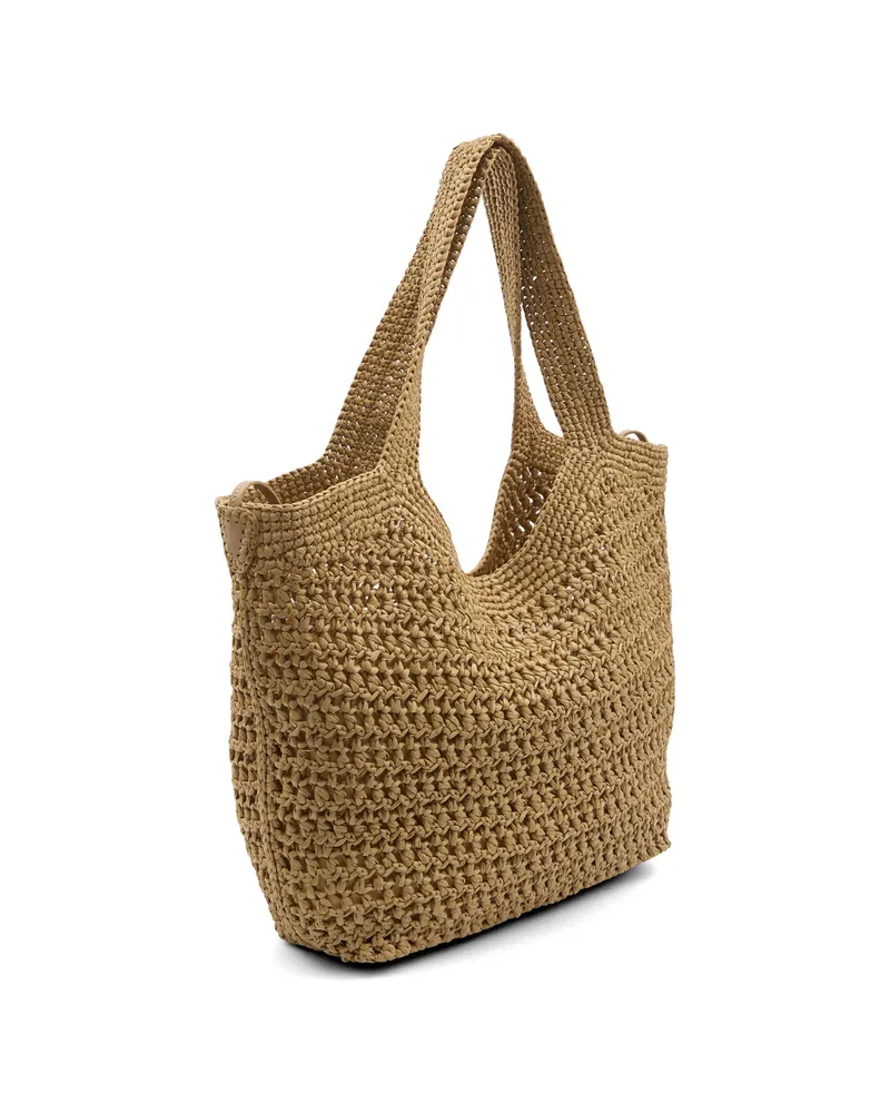 TOD'S Crochet Raffia Shopping Bag Neutrals