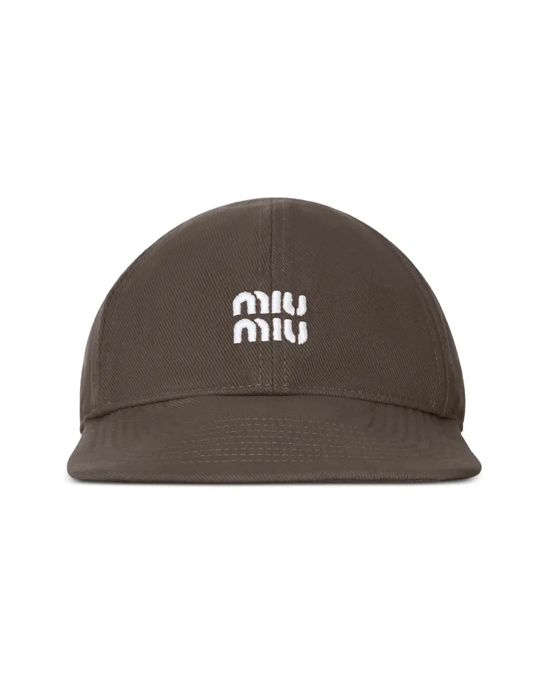 Miu Miu Logo-embroidered Drawstring Baseball Cap Brown